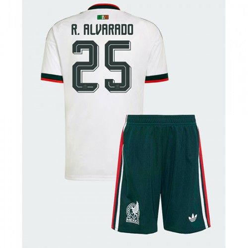Stroje piłkarskie Meksyk Roberto Alvarado #25 Koszulka Wyjazdowej dla dzieci MŚ 2026 Krótki Rękaw (+ szorty)